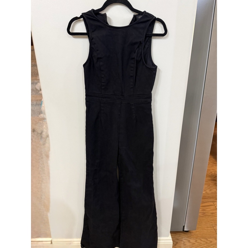 Flying Tomato Women's Medium One Piece Romper Black Denim Back Zipper